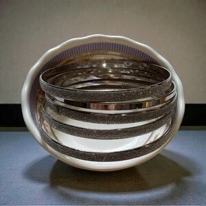 Silver and Glitter Bangle Set